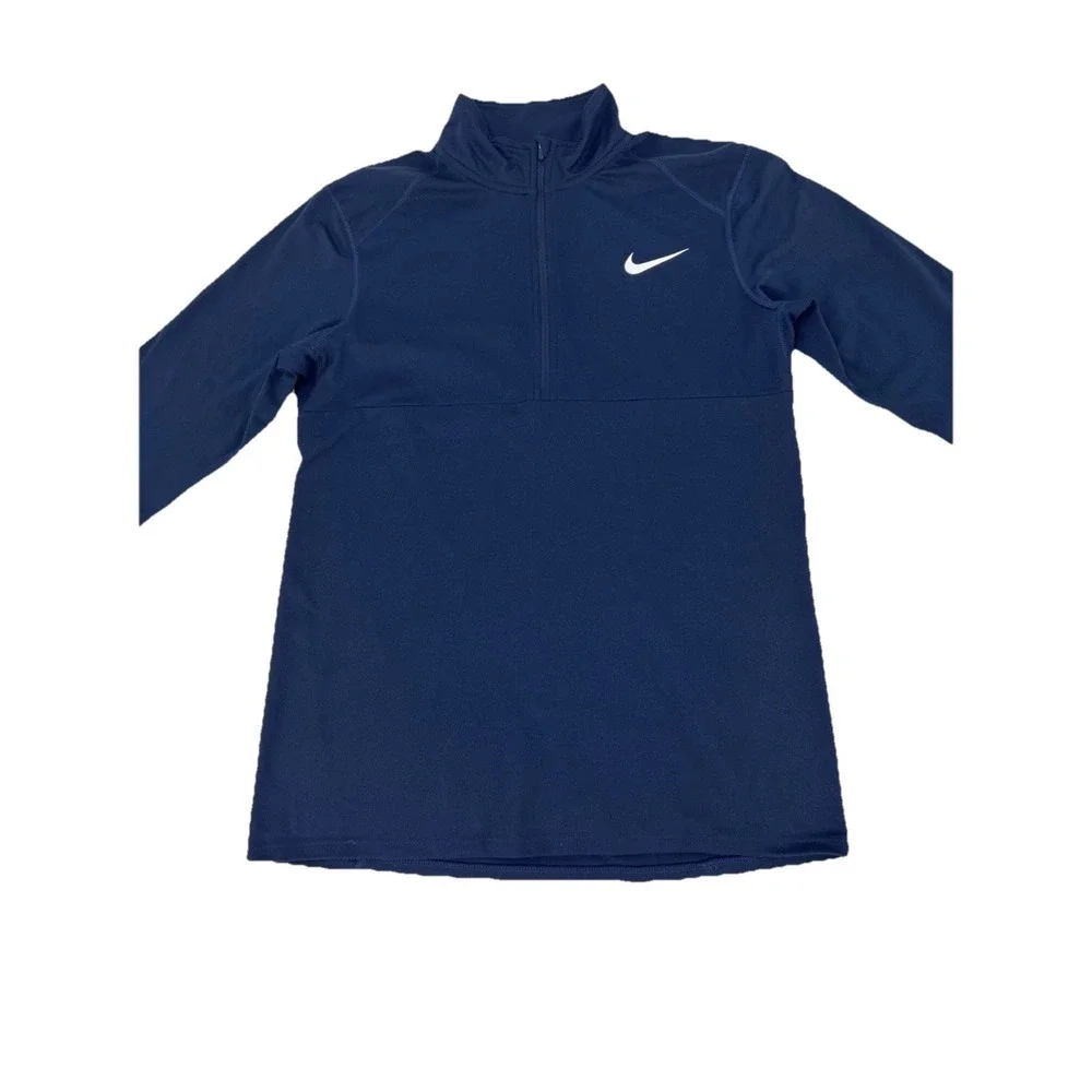 Nike Dri-FIT Womens Navy Blue Quarter Zip Pullover Thumbholes‎ 926270-419 Size S